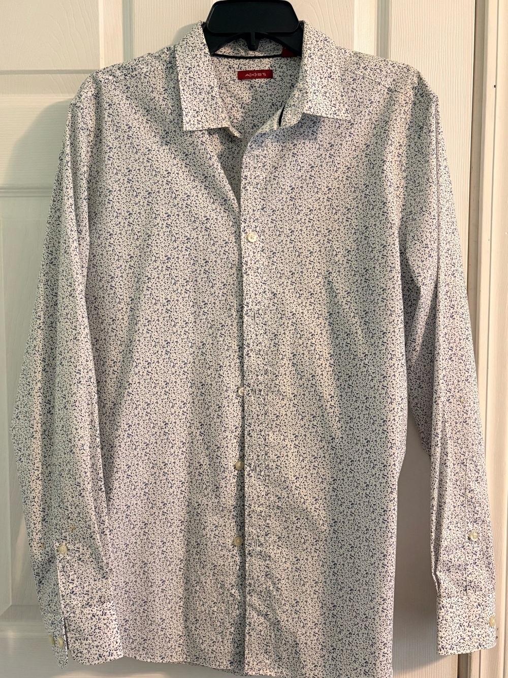Axist White Dress Shirt with Navy Micro-Print